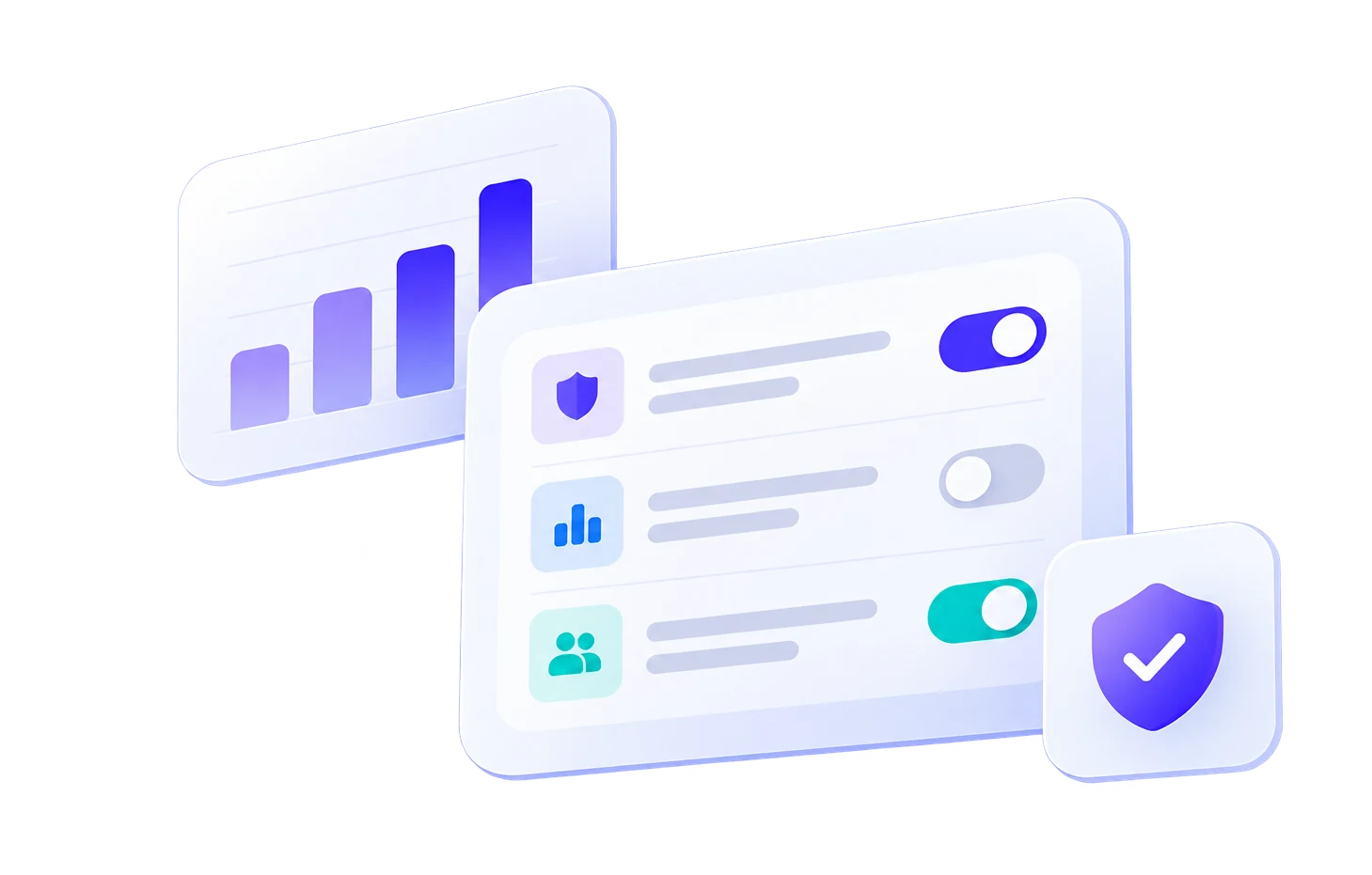 CookieWave dashboard: consent toggles per cookie category, analytics and compliance status